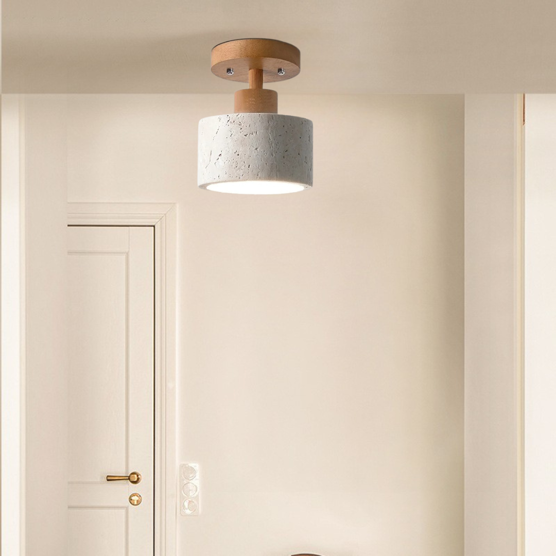 Ellipse Stone Travertine Ceiling Lights