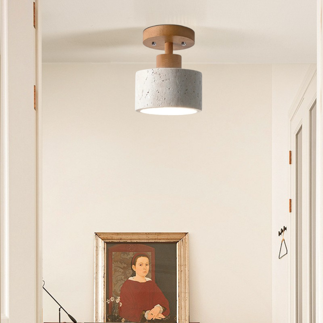 Ellipse Stone Travertine Ceiling Lights