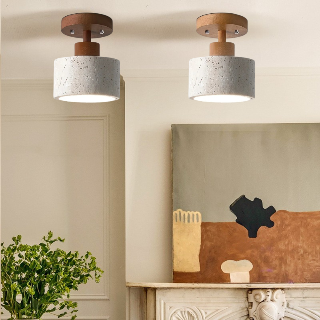 Ellipse Stone Travertine Ceiling Lights