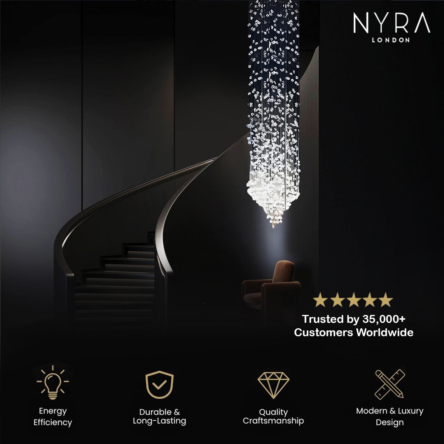 NYRA Modern Stone Chandelier