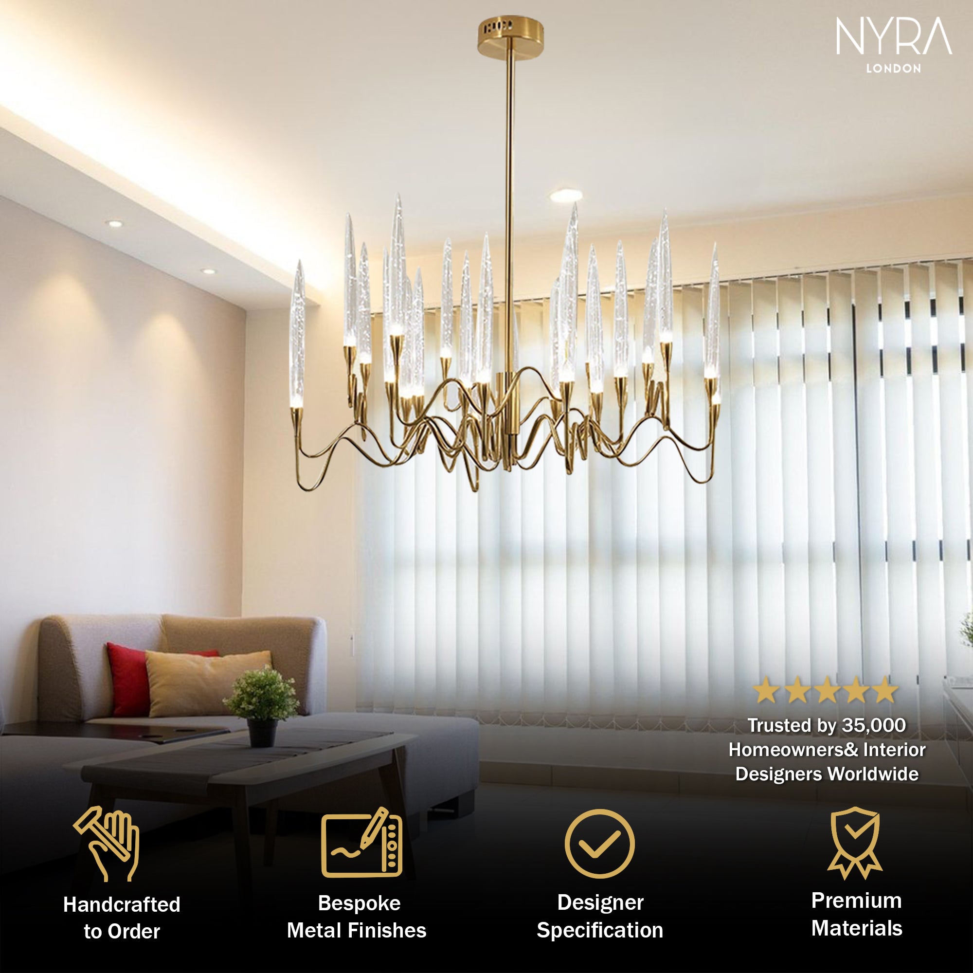NYRA Crystal Candle Chandelier