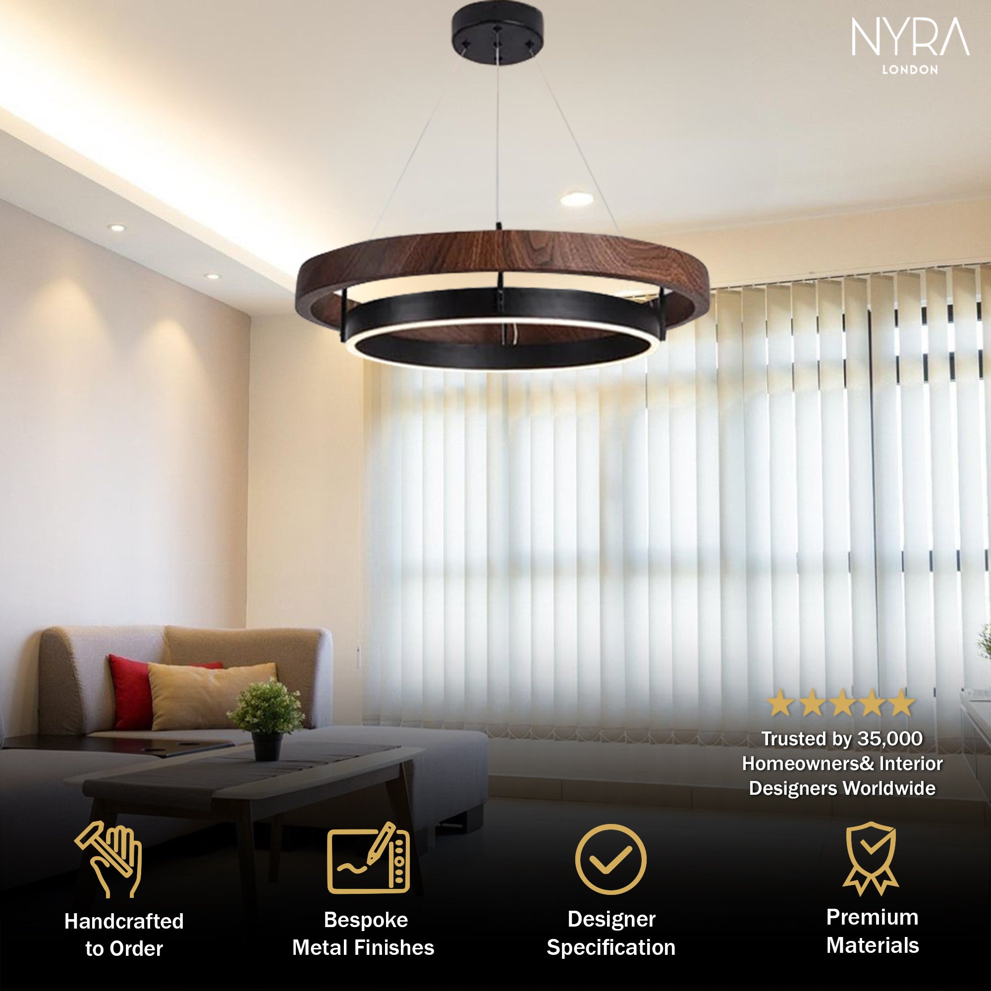 LOVO Circular Wood Grain Chandelier