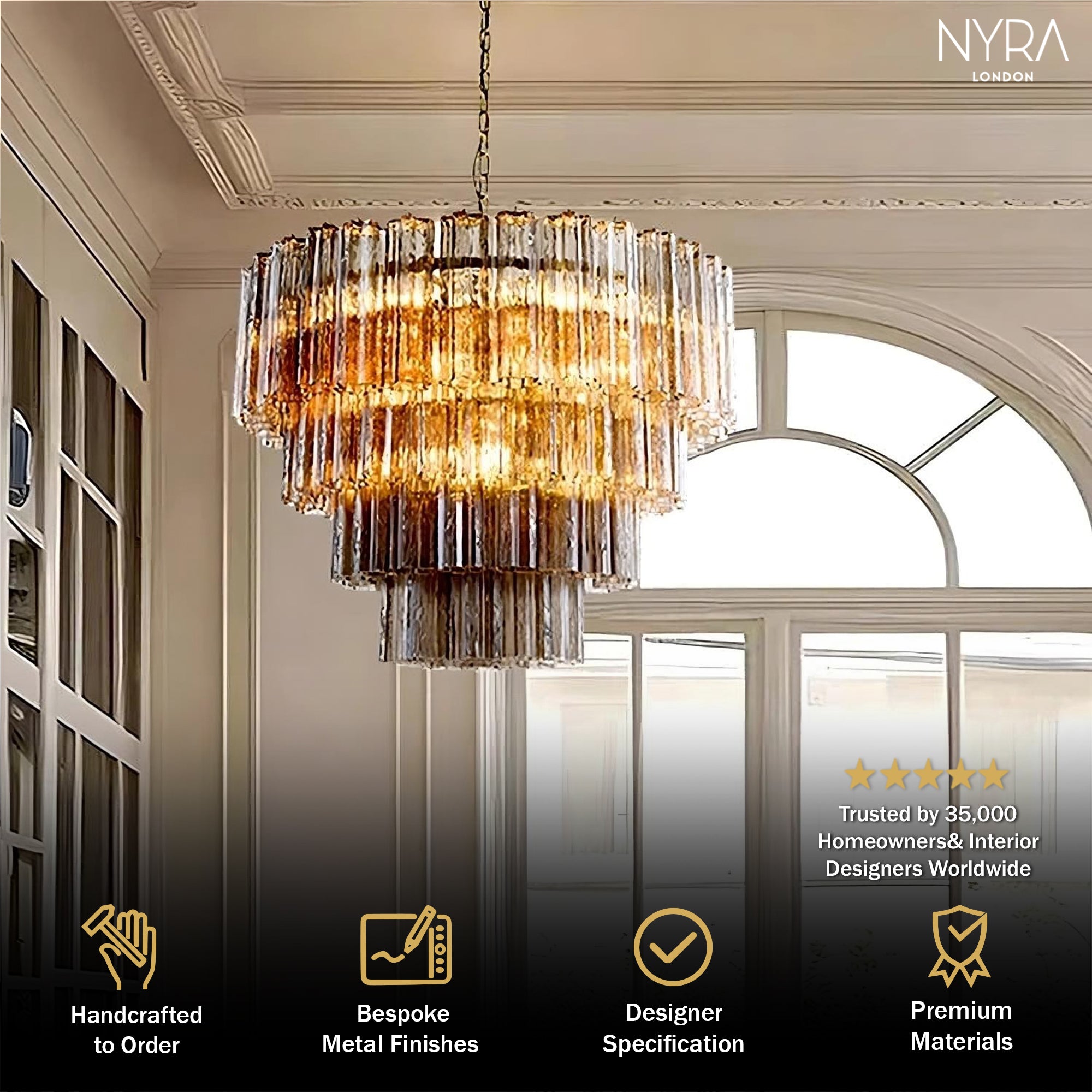 Kosta Smoke Glass Chandelier