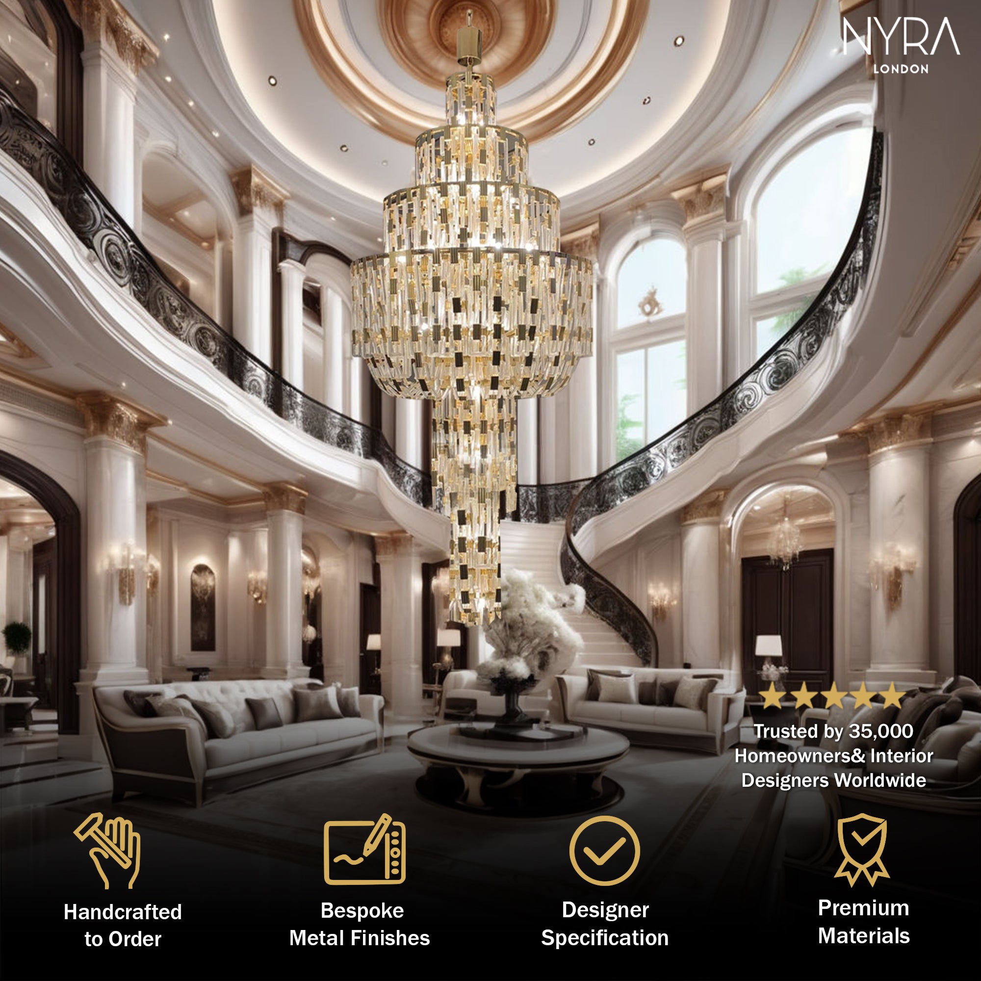 Rovix Multi-tiered Crystal Buckles Chandelier