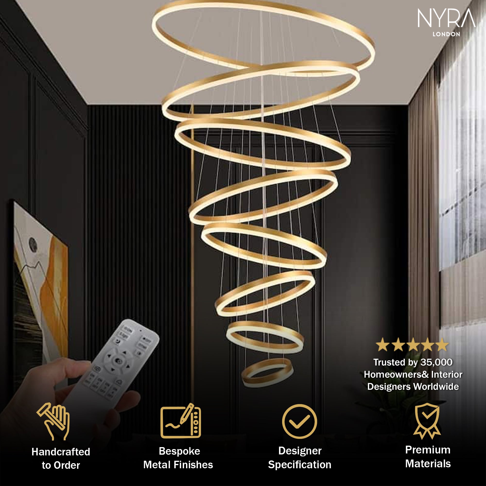 Orbitis Staircase Ring Chandelier