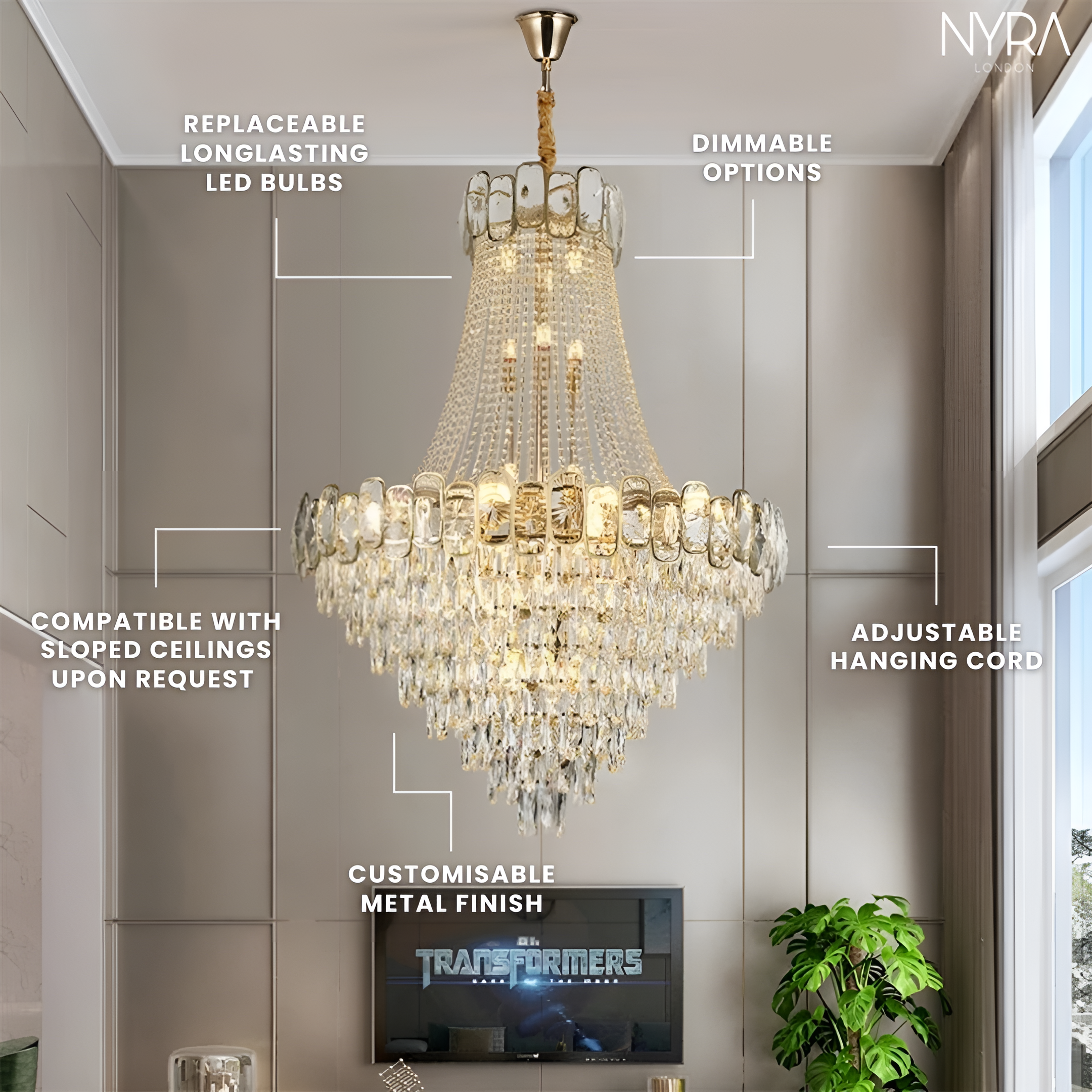 Mirova Modern Crystal Chandelier