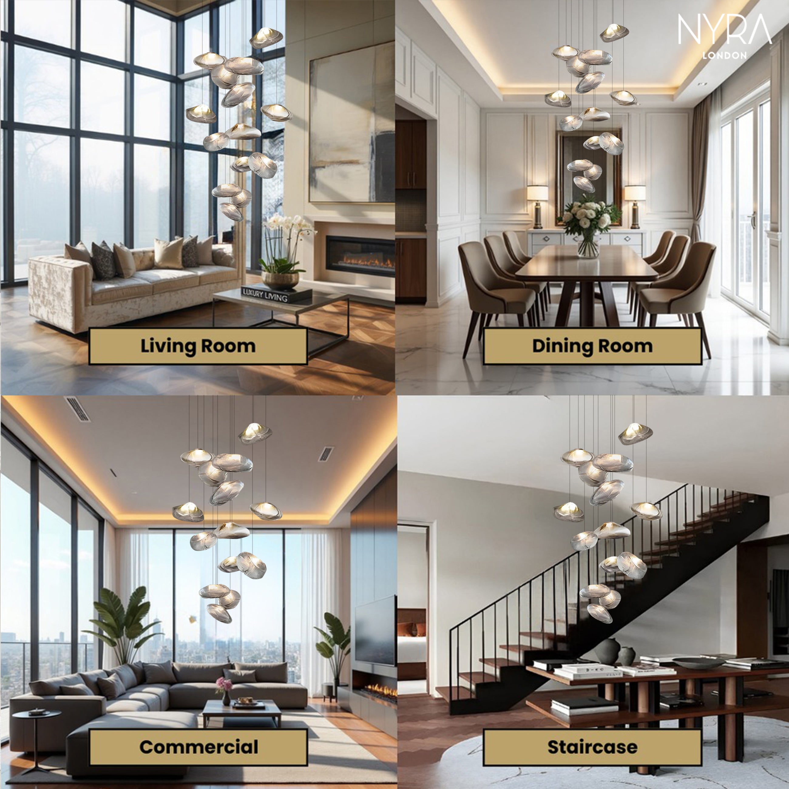 Golden Glow Cascade Glass Chandelier