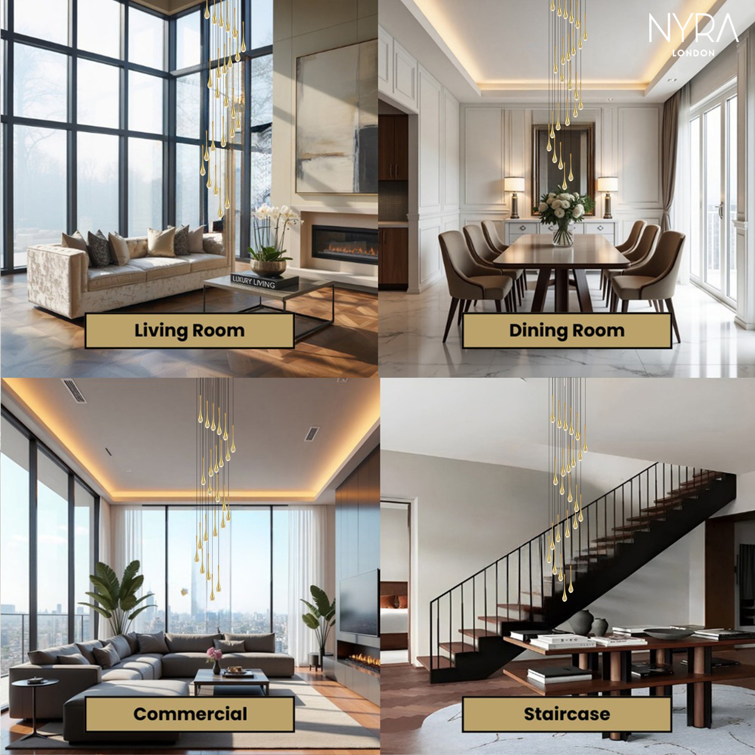 Golden Teardrop Lighting Fixture