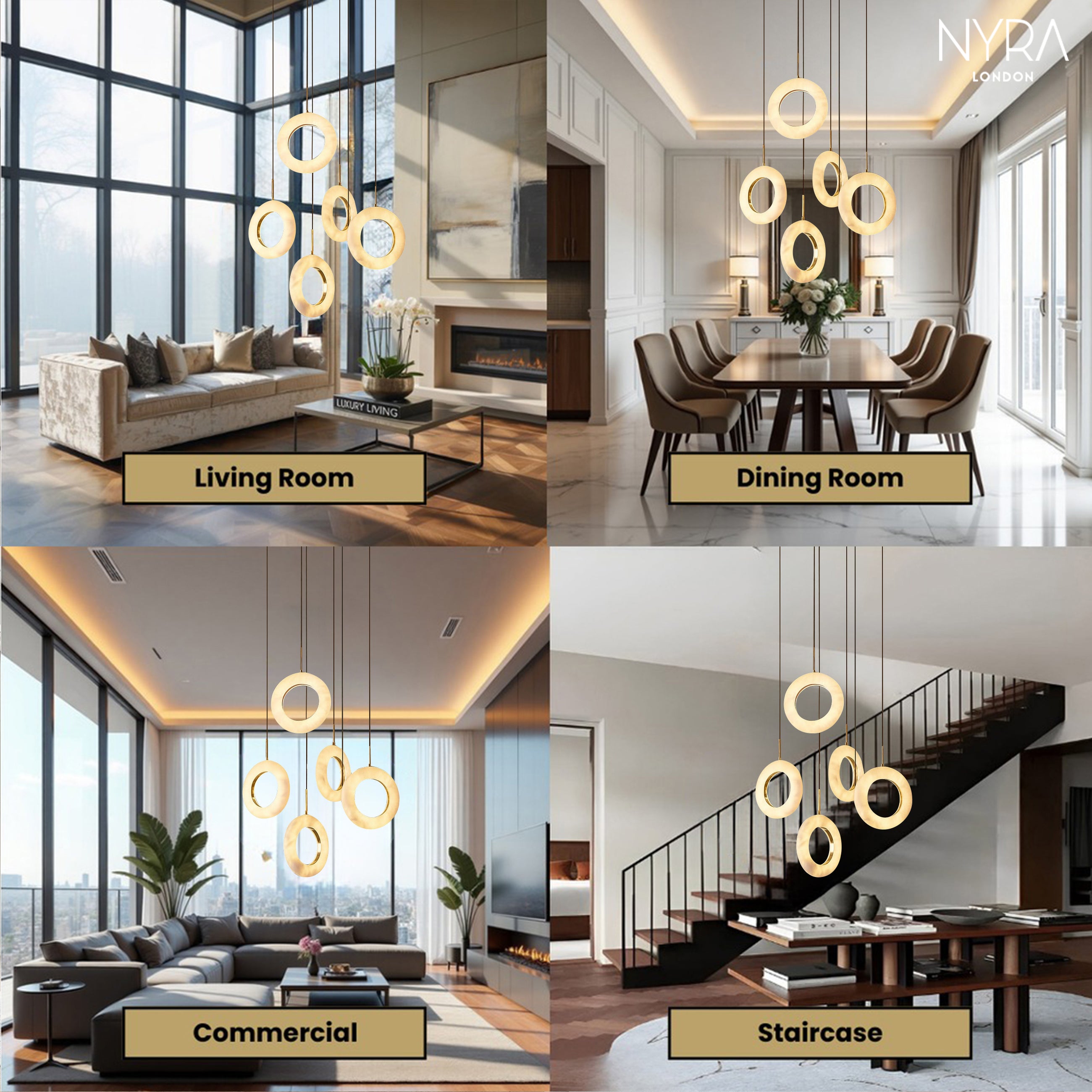 Mirela Marble Staircase Ring Chandelier