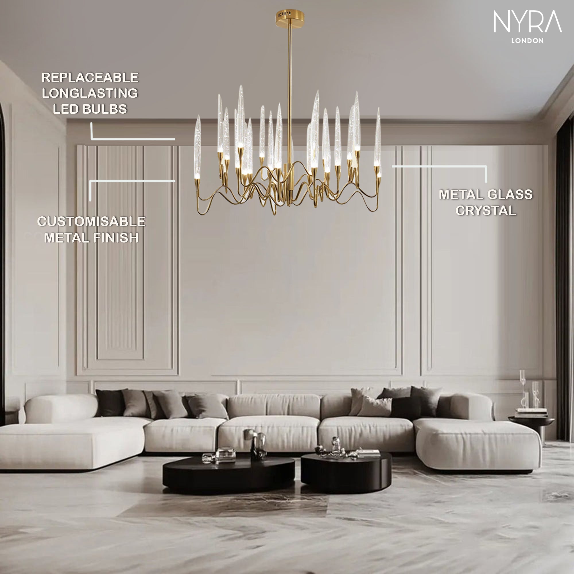NYRA Crystal Candle Chandelier
