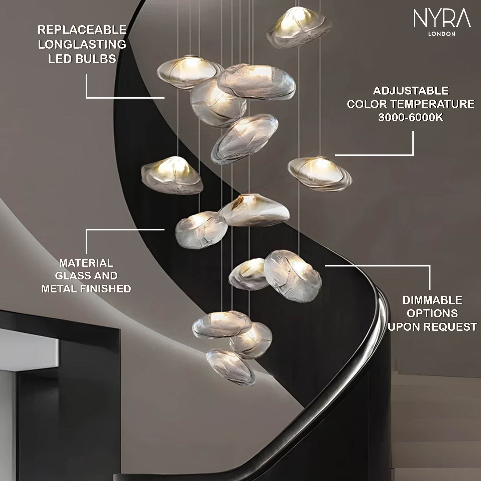 Golden Glow Cascade Glass Chandelier