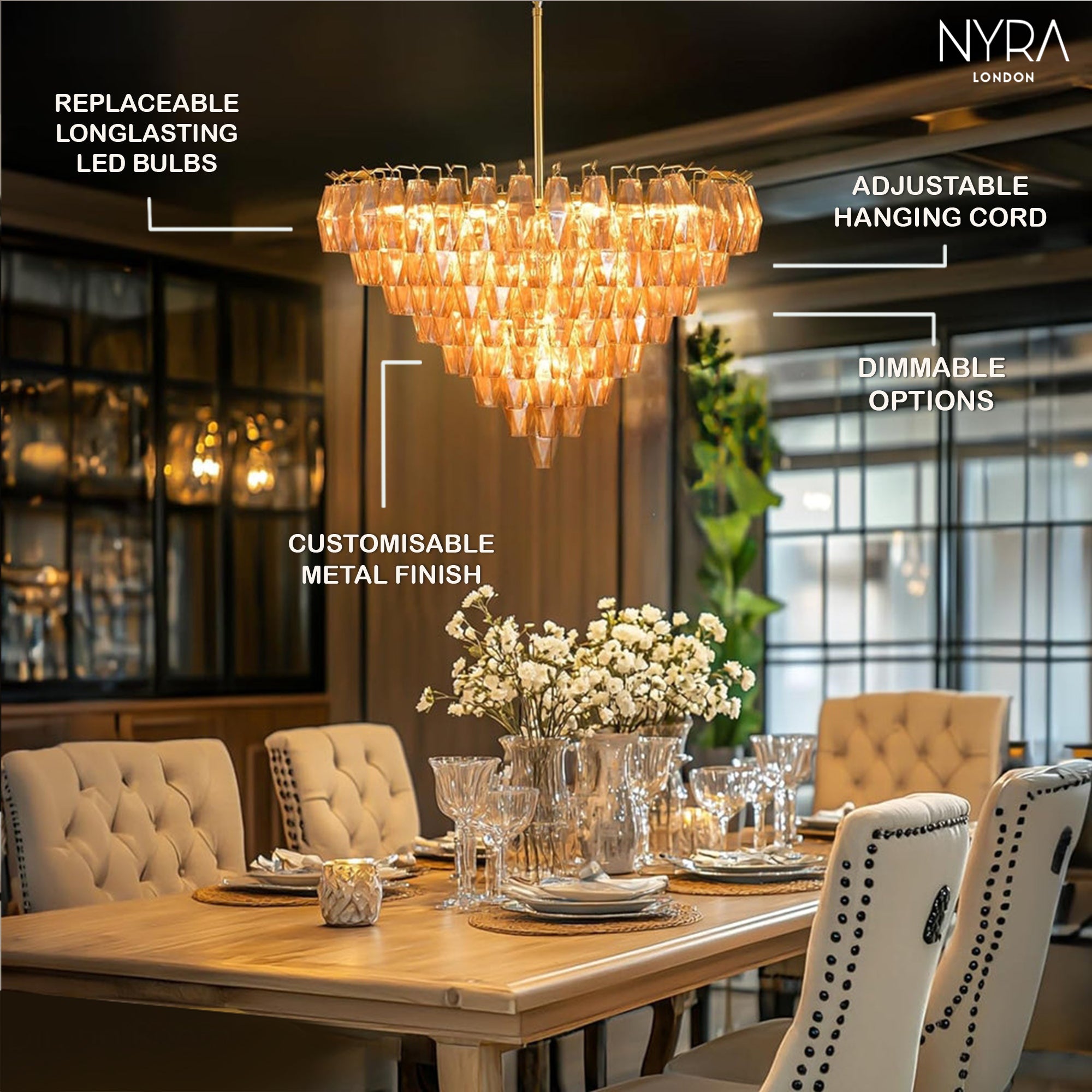 Madelyn Glass Round Chandelier
