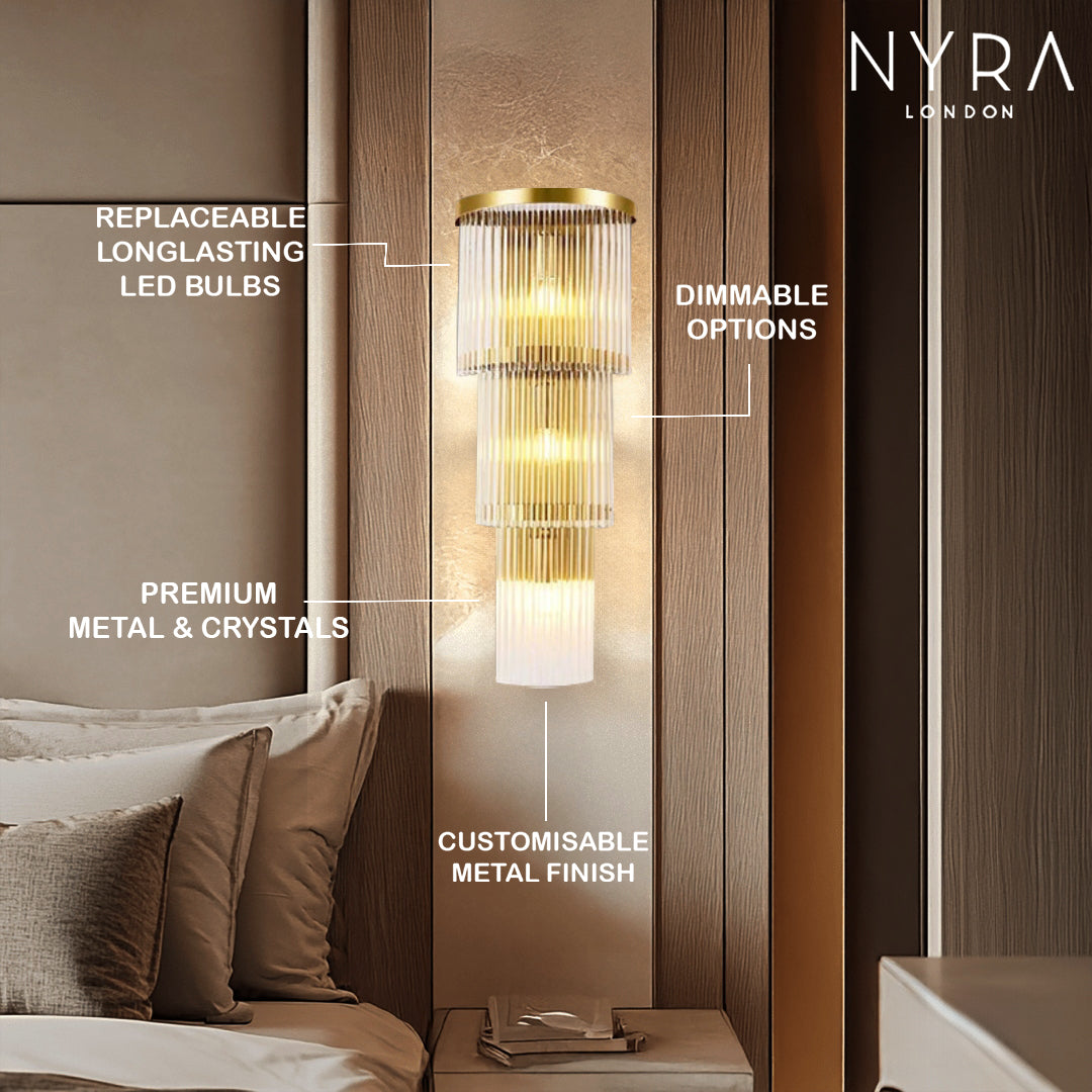 Regal Cascade Crystal Wall Lamps