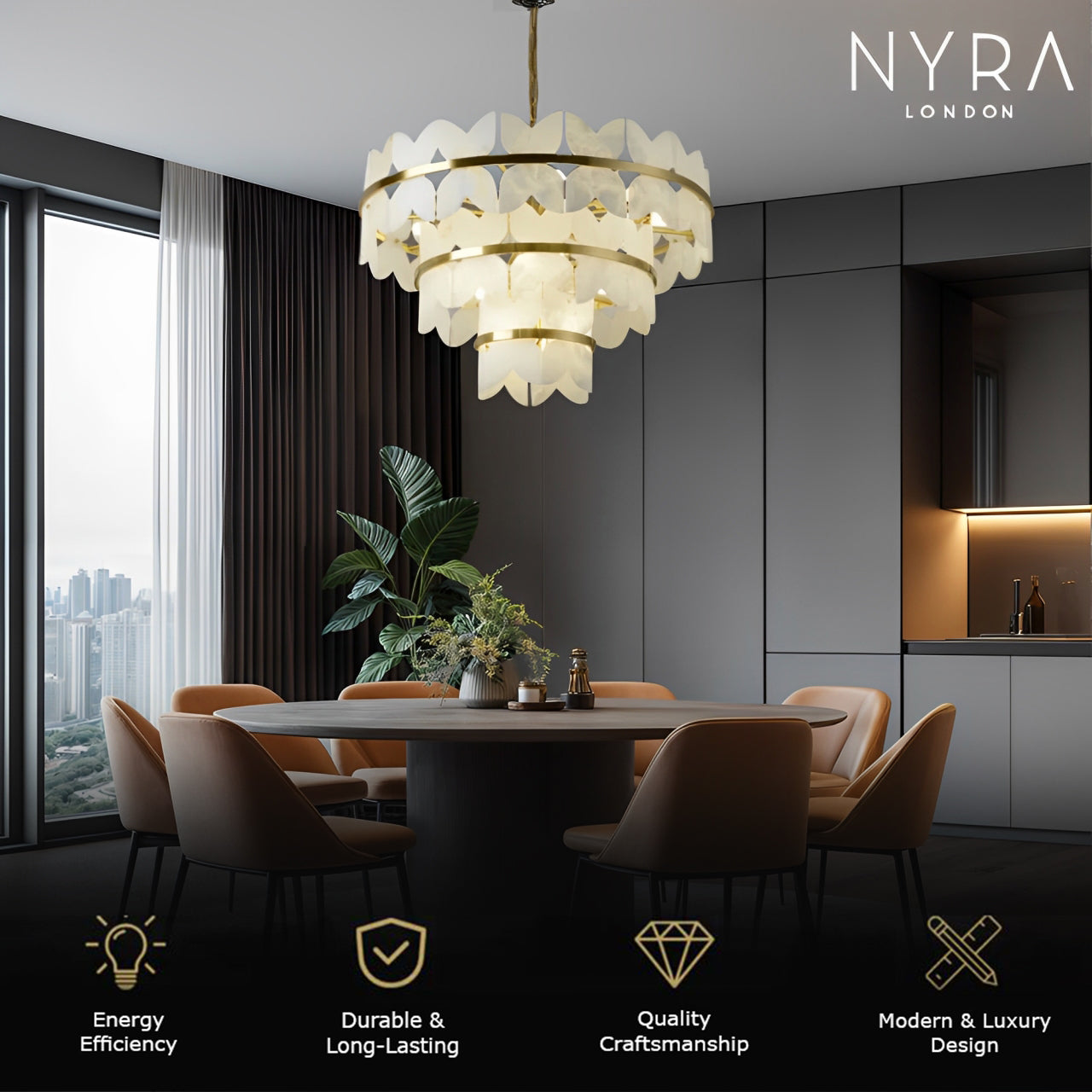 Zyra Alabaster Chandelier Light