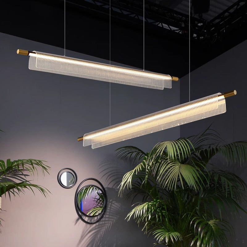 Flareo Acrylic Linear Iron Strip Pendant