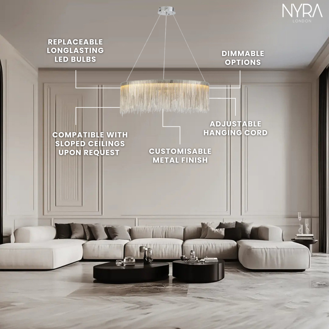NYRA Round Tassel Chain Chandelier