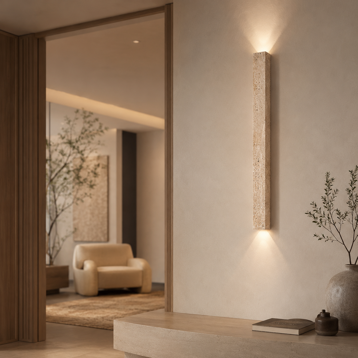 Olivra Travertine Wall Lamp