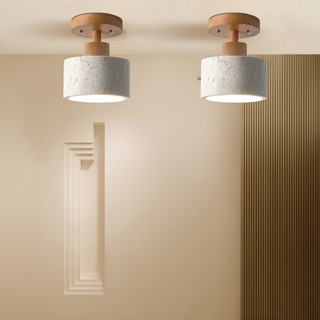 Ellipse Stone Travertine Ceiling Lights