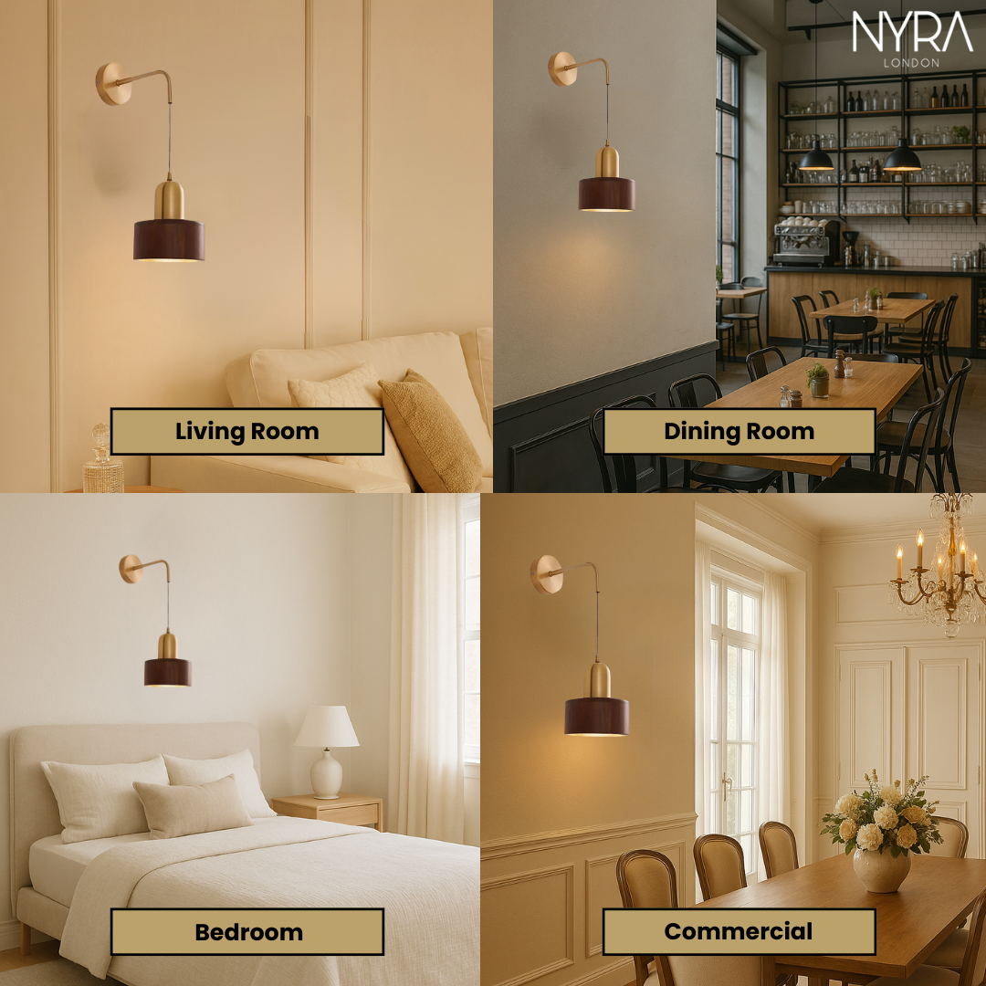 Vintage Ember Wooden Wall Lamp