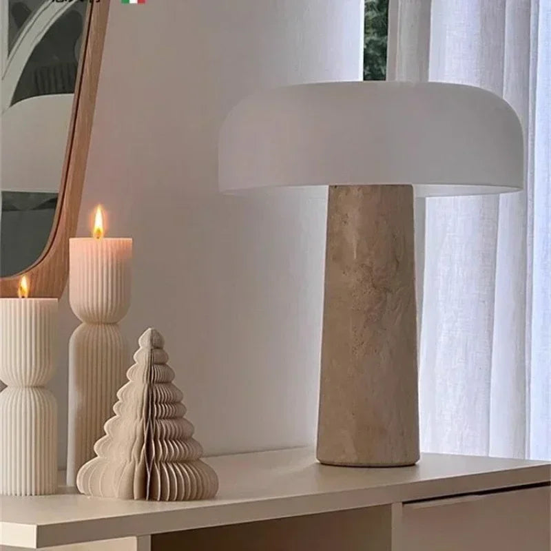 Travertine Mushroom Table lamp