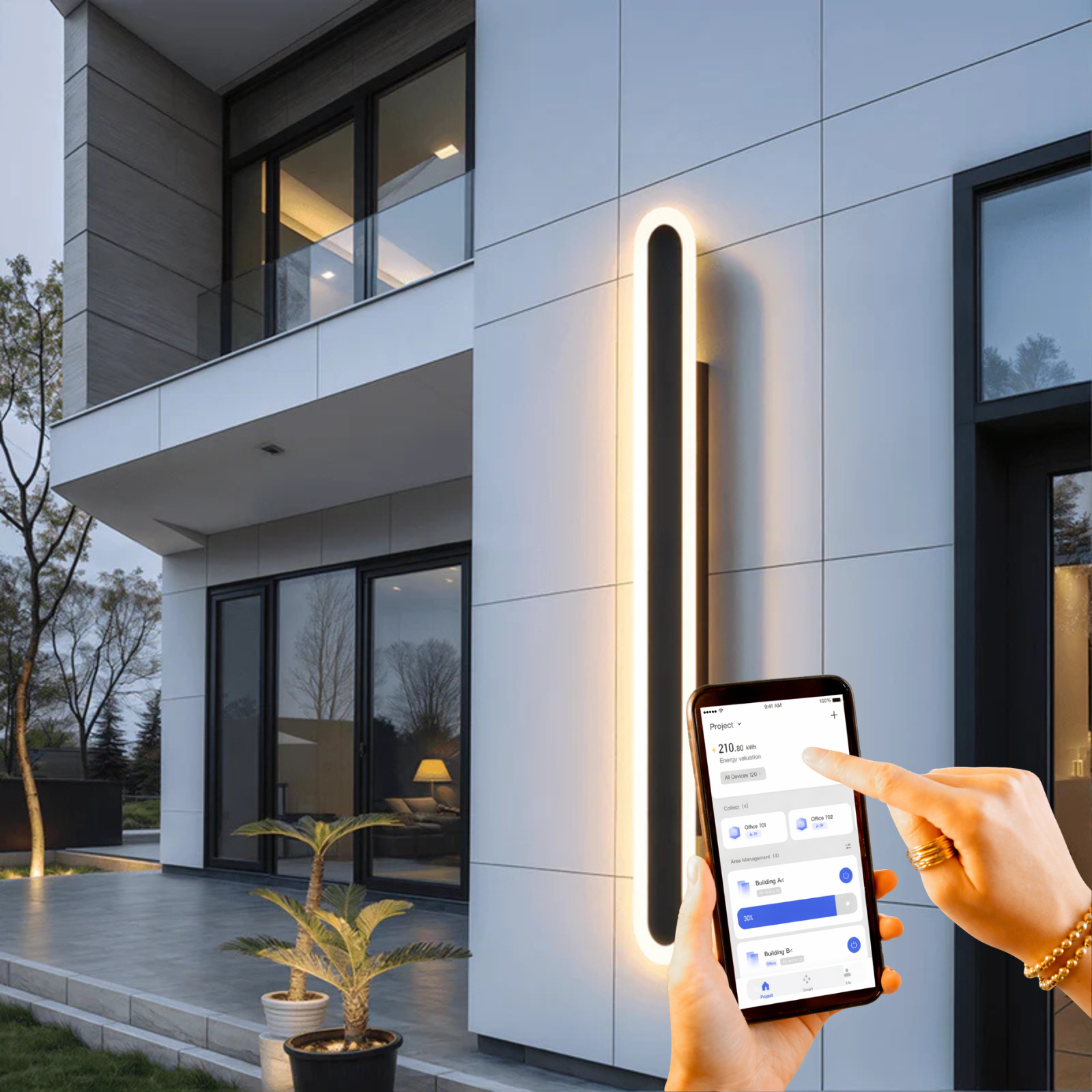 Alana Black Outdoor LED Strip Wall Lamp