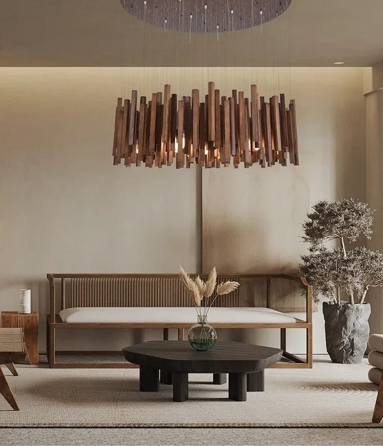 Retro Japanese Wood Pendant Light