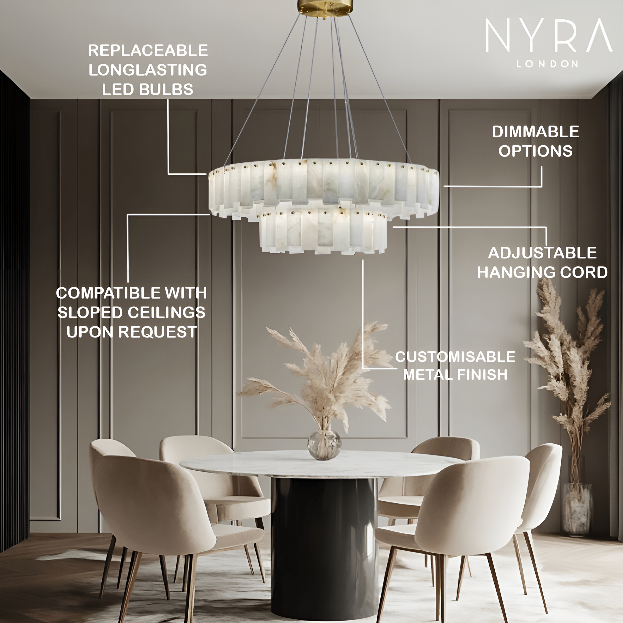 Zadie Marble Alabaster Chandeliers