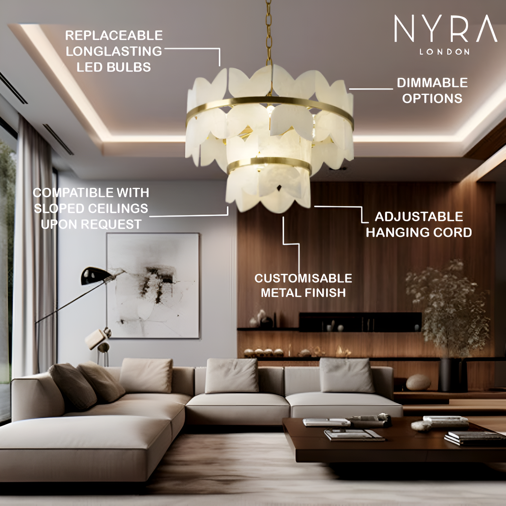 Zyra Alabaster Chandelier Light