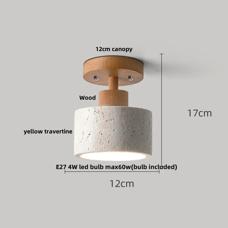 Ellipse Stone Travertine Ceiling Lights