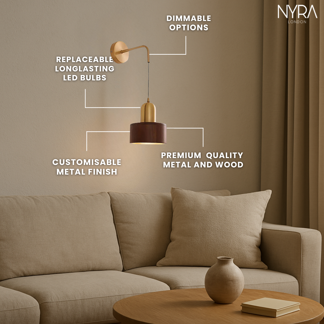 Vintage Ember Wooden Wall Lamp