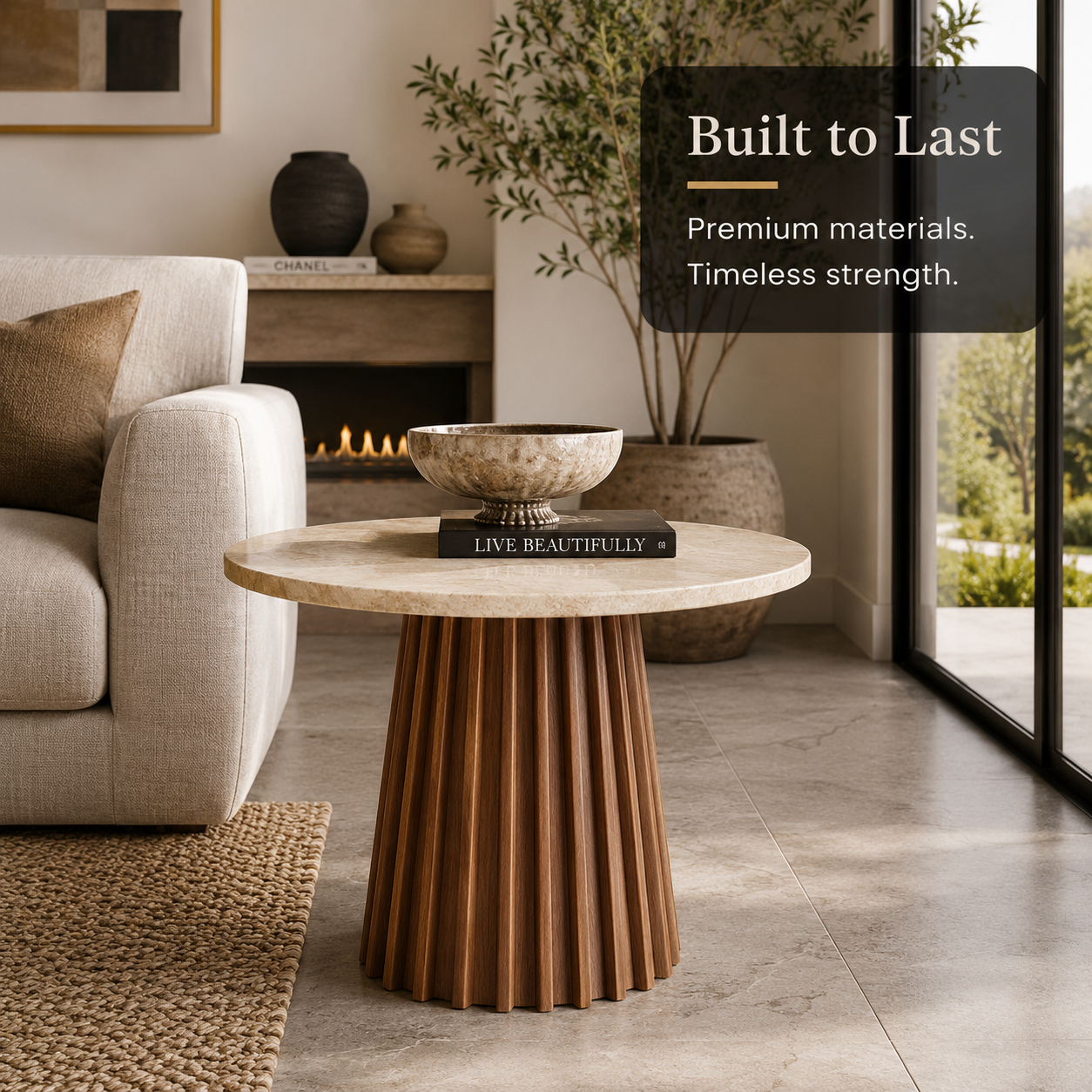 Ovela Travertine Coffee Table