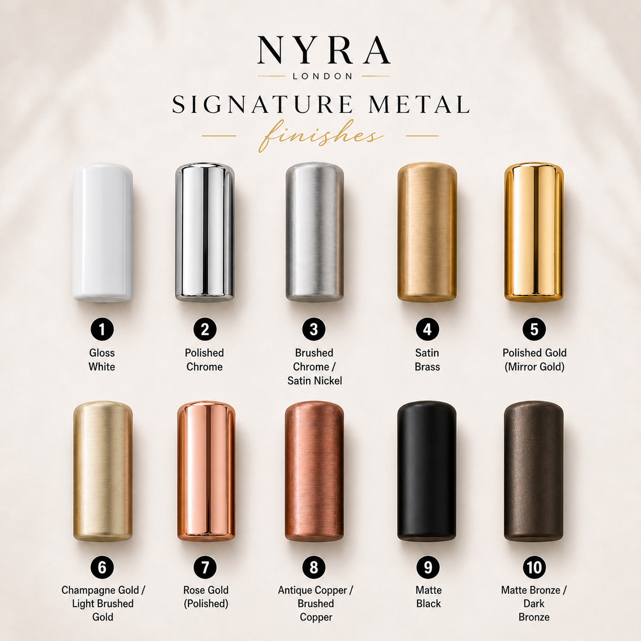 NYRA Signature Metal Samples