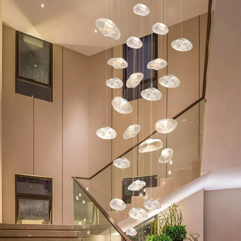 Golden Glow Cascade Glass Chandelier