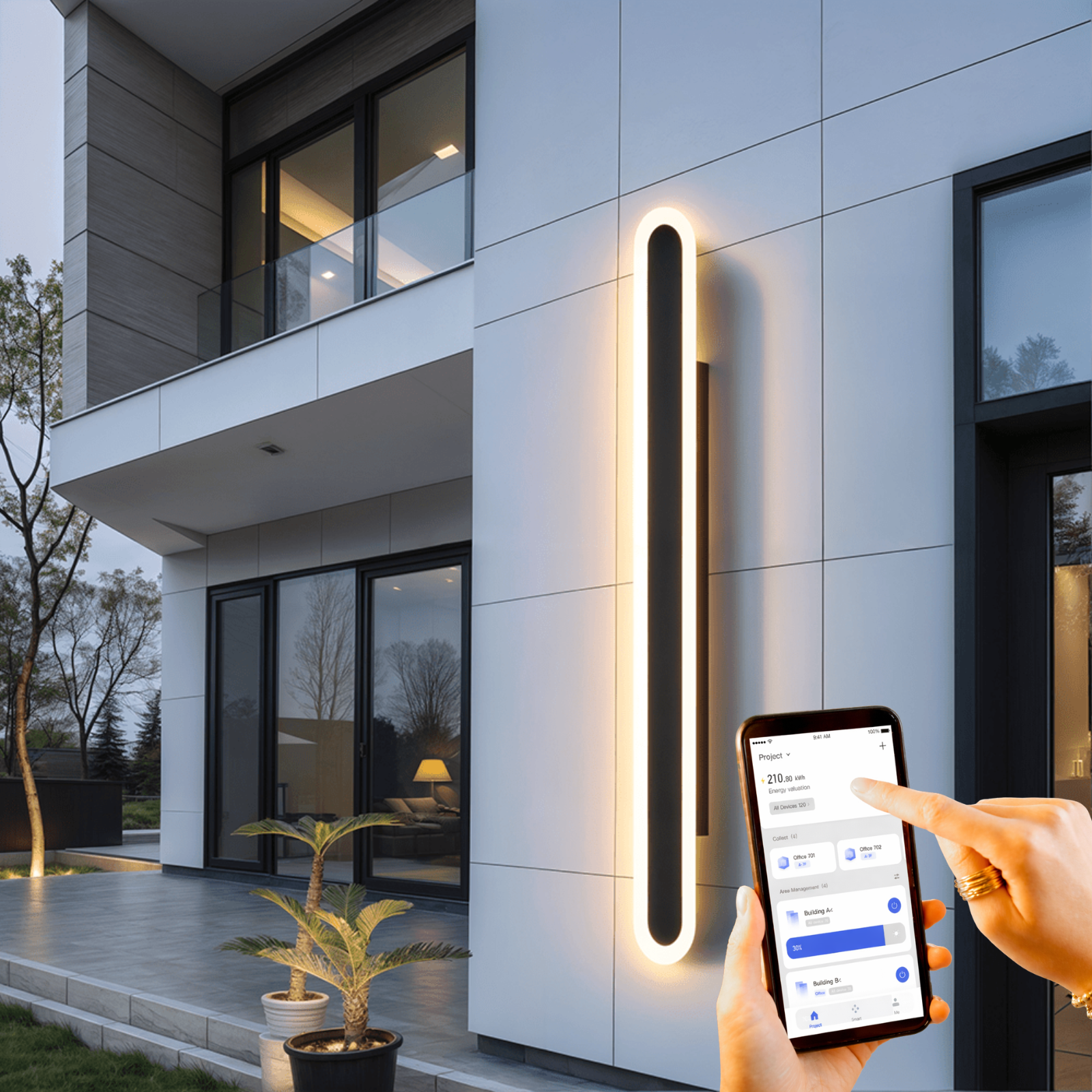 Alana Black Outdoor LED Strip Wall Lamp