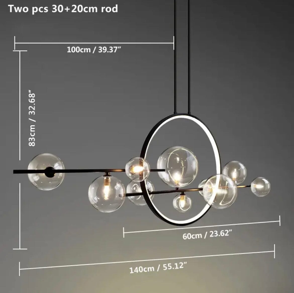 Amelia Glass Bubble - Chandelier Light
