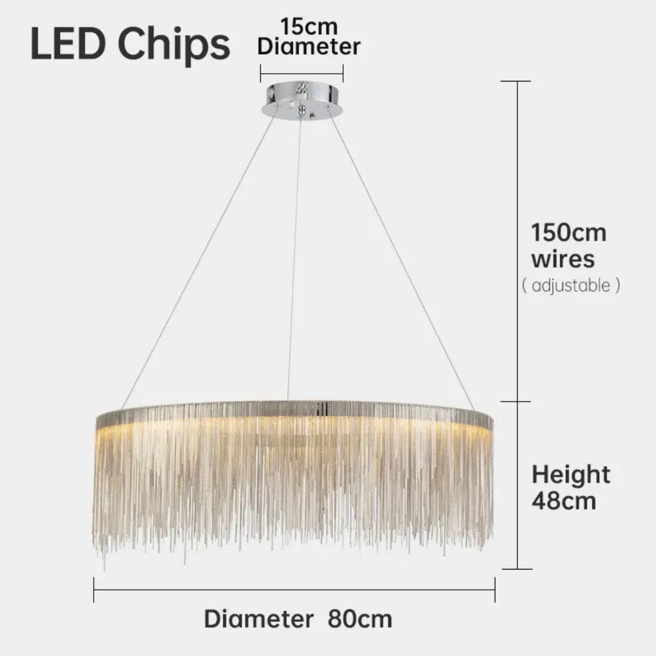 NYRA Round Tassel Chain Chandelier