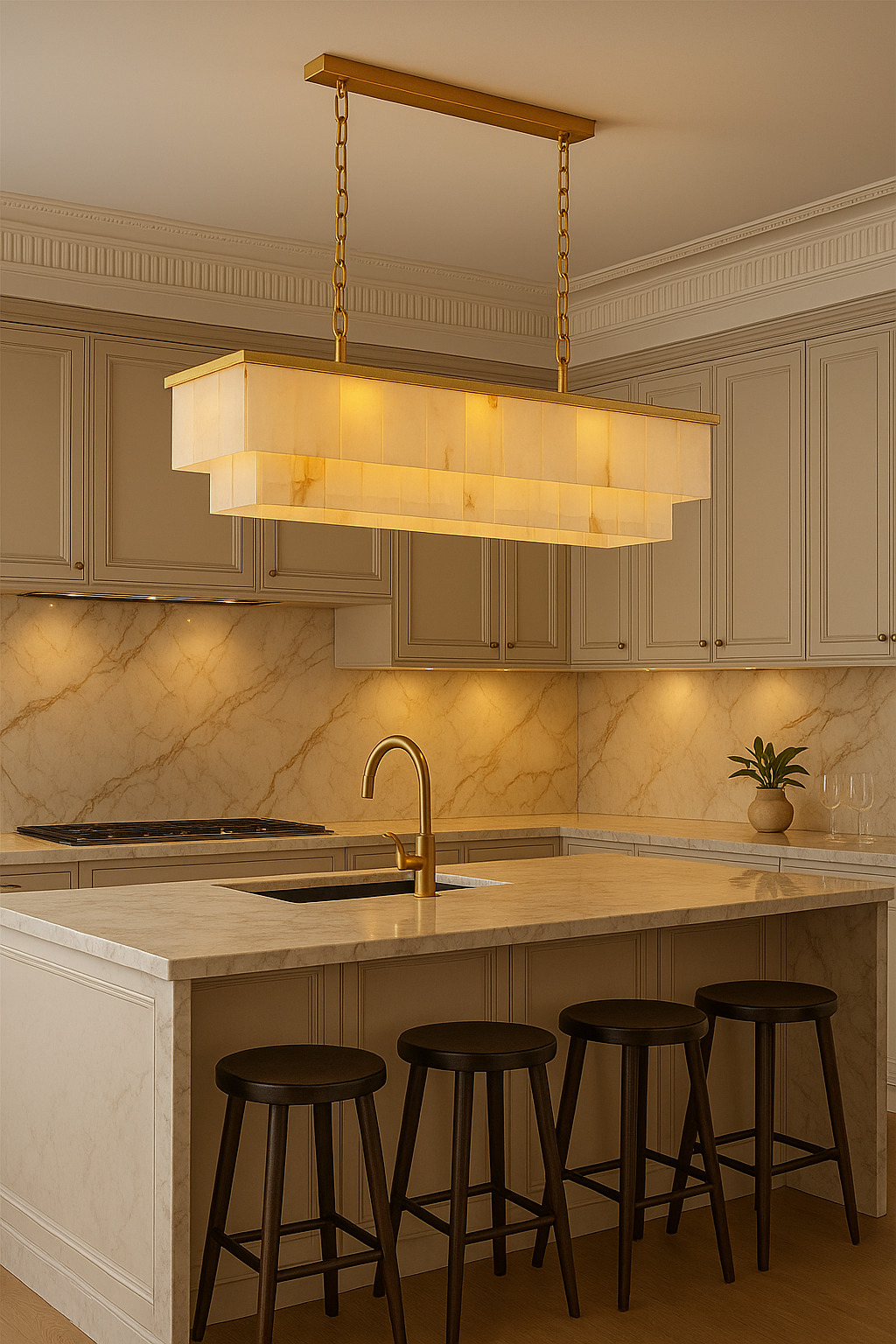 Golden Horizon Marble Chandeliers