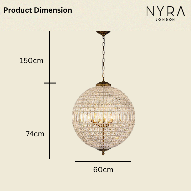 Clarion Crystal Orb Chandelier-NYRA-Size