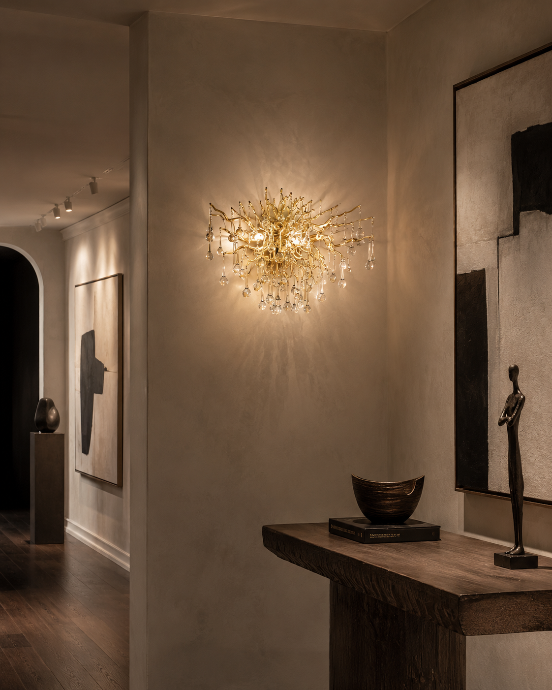 Eystra Crystal Gold Wall Lamp