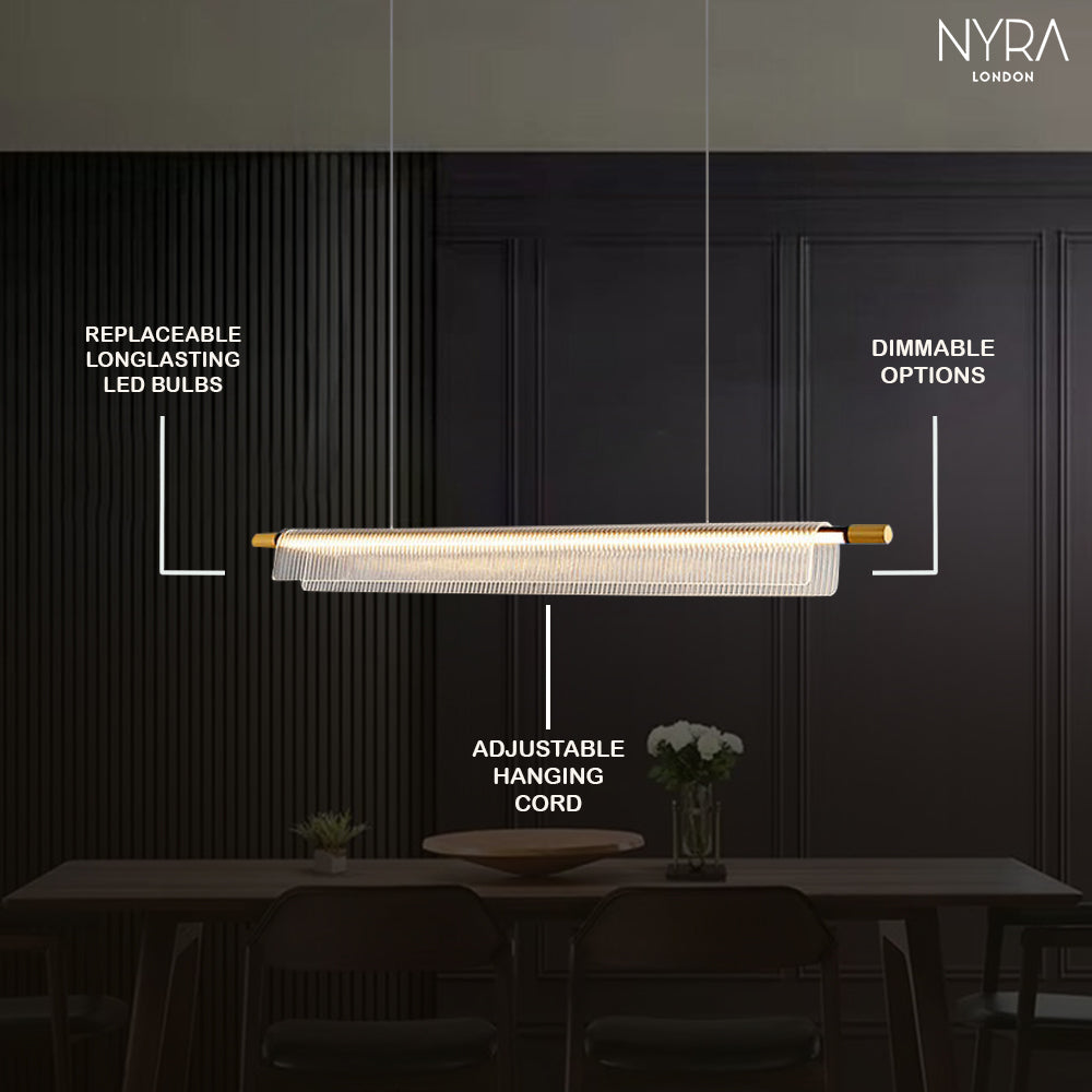 Flareo Acrylic Linear Iron Strip Pendant