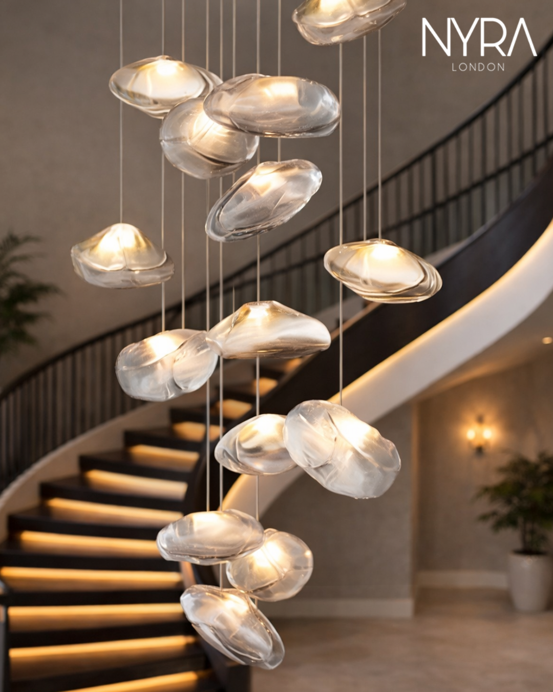 Golden Glow Cascade Glass Chandelier