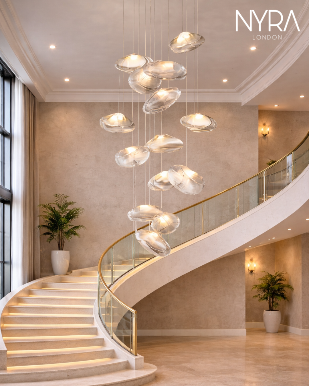Golden Glow Cascade Glass Chandelier