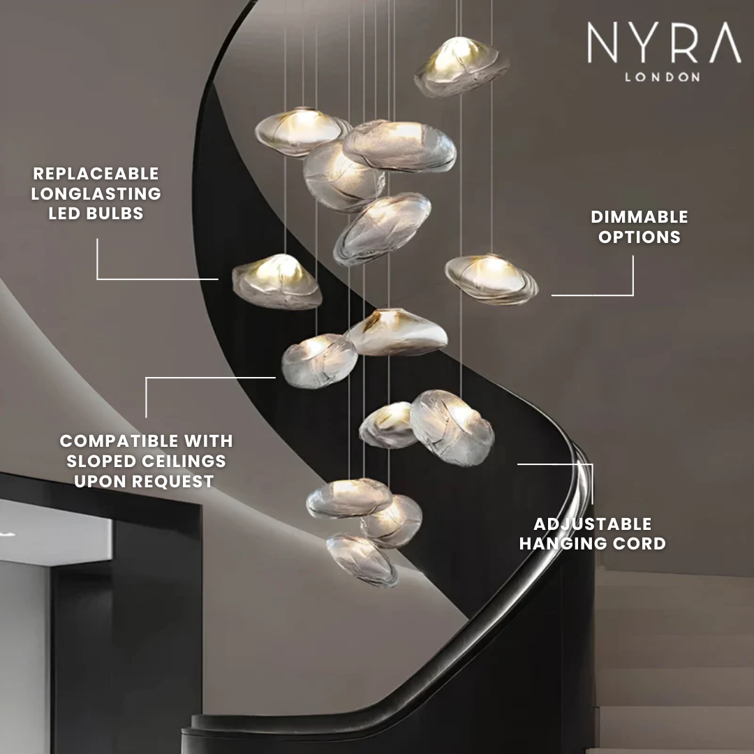 Golden Glow Cascade Glass Chandelier