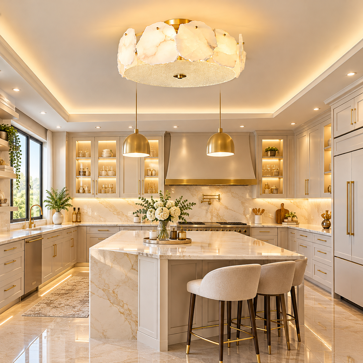 Kira Round Marble Ceiling Lamp