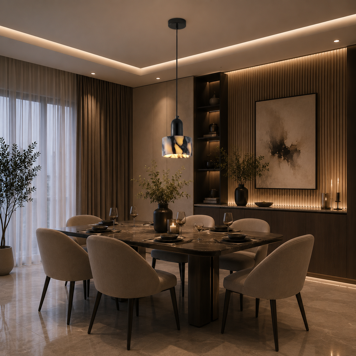 Luce Marble Stone Pendant Light