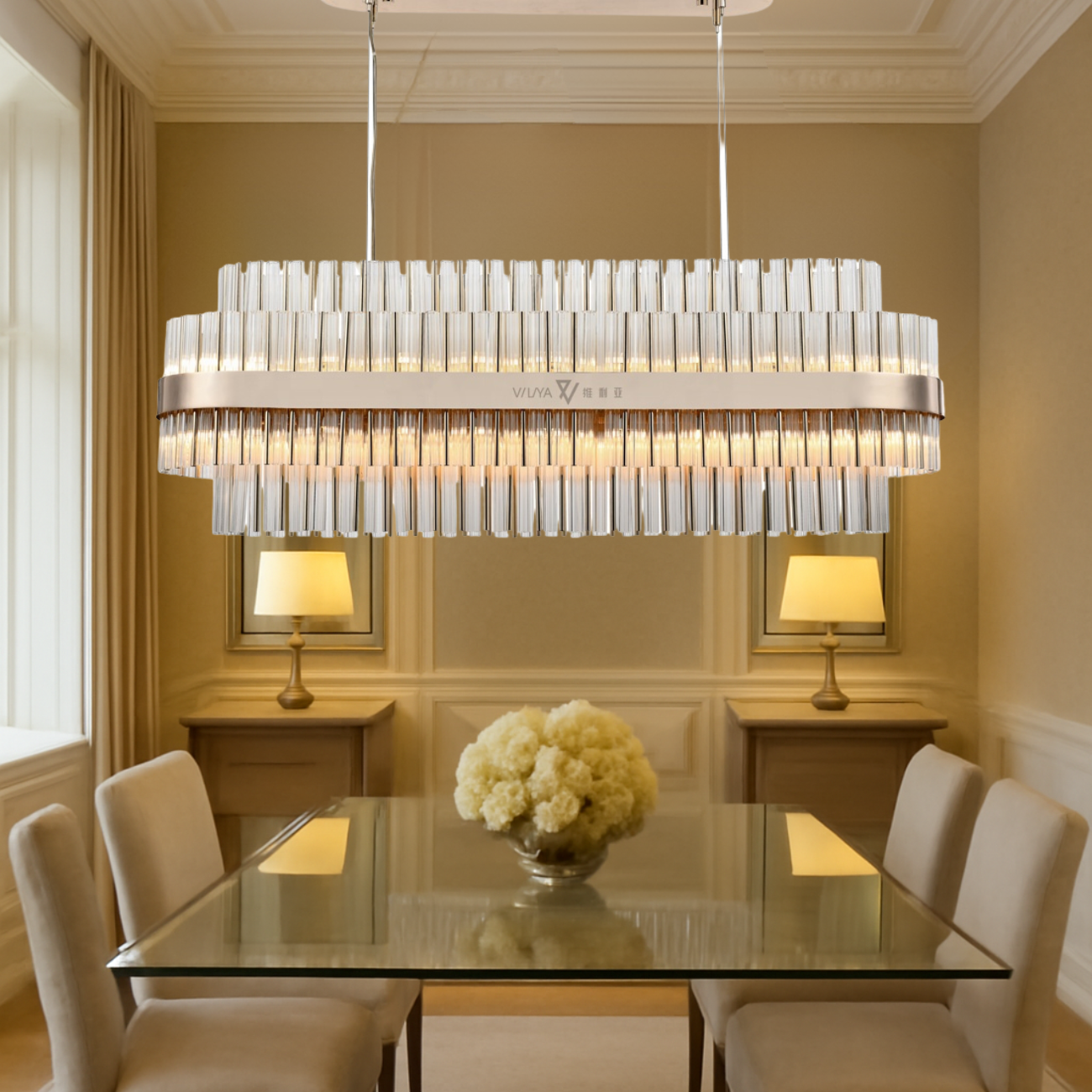Lurano Rectangular Crystal Chandelier