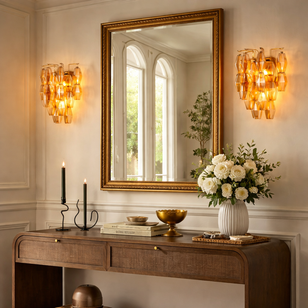 Madelyn Glass Amber Glass Wall Sconce
