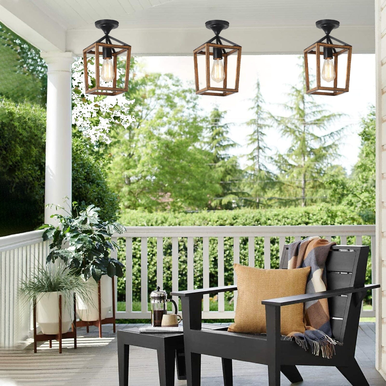 Wood Grain Metal Semi Embedded Ceiling Lights