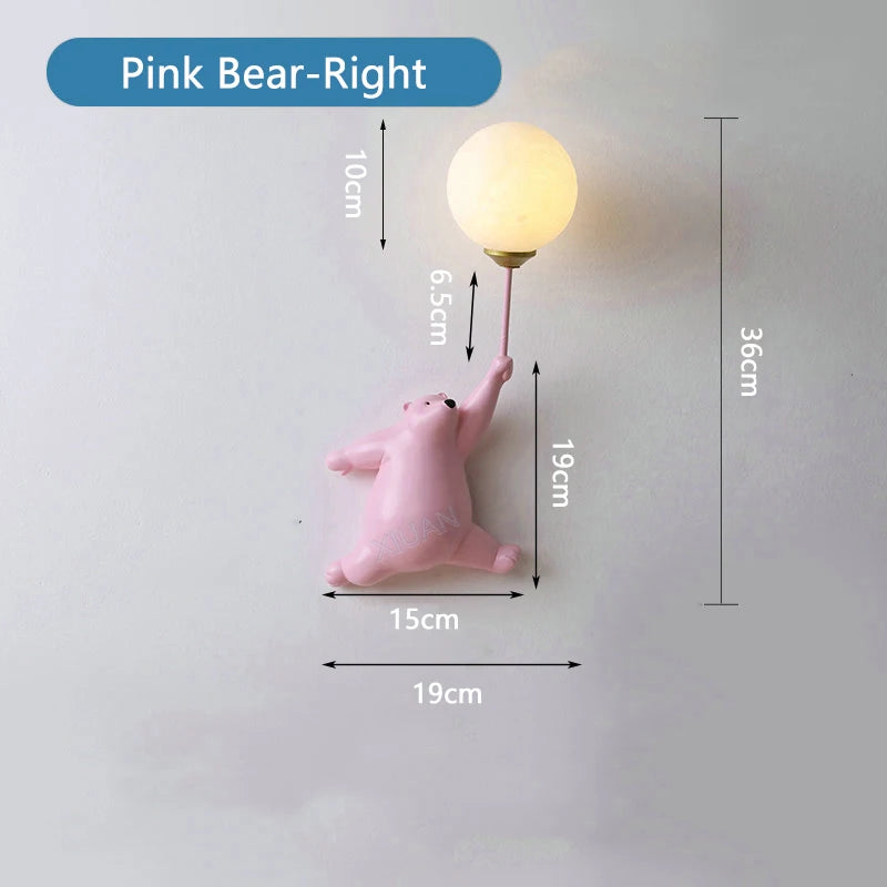 Creative LED Teddy Bear Cartoon Wall Lamp