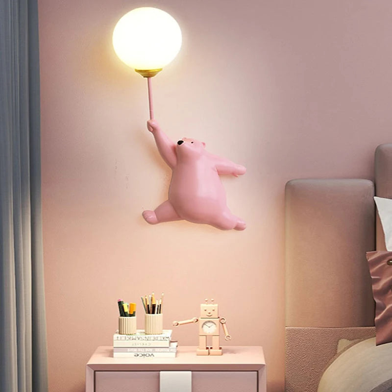 Creative LED Teddy Bear Cartoon Wall Lamp